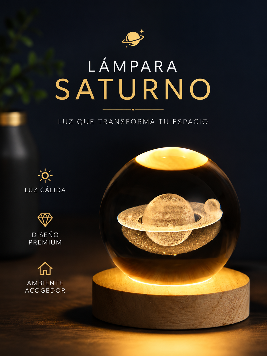 LAMPARA ESFERA SATURNO 🪐