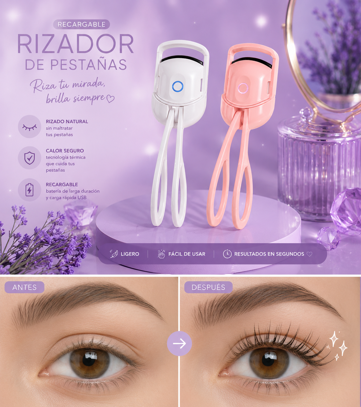 Rizador De Pestañas Recargable